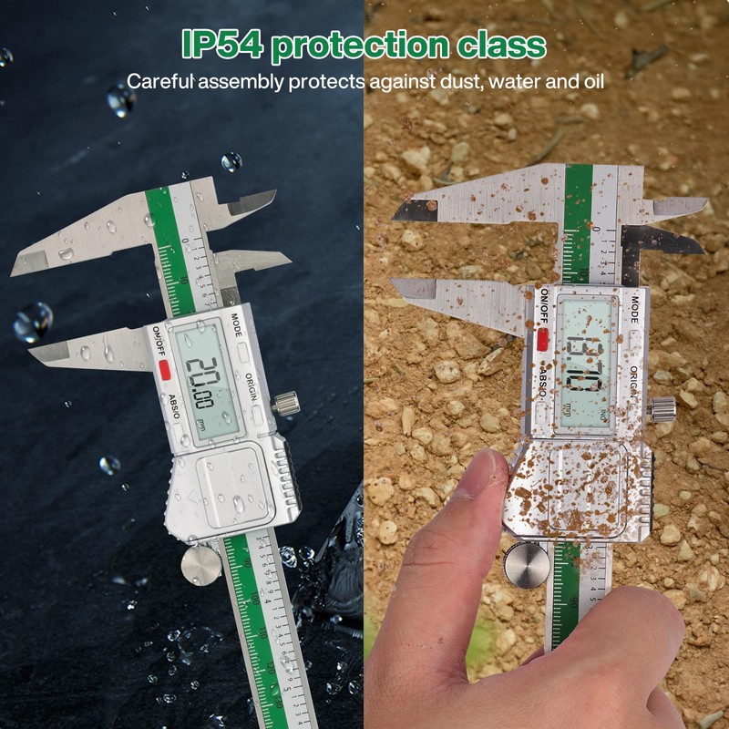 Digital Vernier Caliper IP54 Waterproof Professional Steel Micrometer 150mm/6" Metal