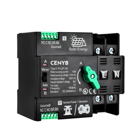 CENYB PV - Dedicated Automatic/Manual Transfer Switch Mini ATS Solar Auto Dual Power Switch 2P 100A AC110V Uninterrupted Power Supply DIN Rail Mount Toggle Changeover Module