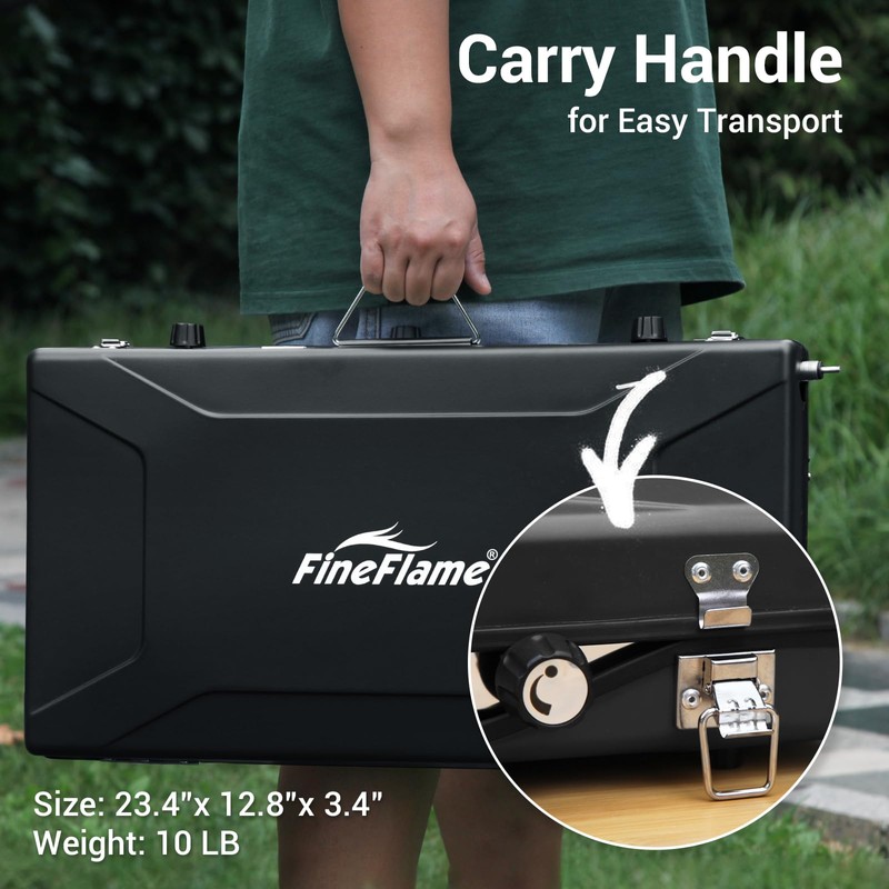 FineFlame Camping Stove, 3 Burners Propane Portable Camp Stove with