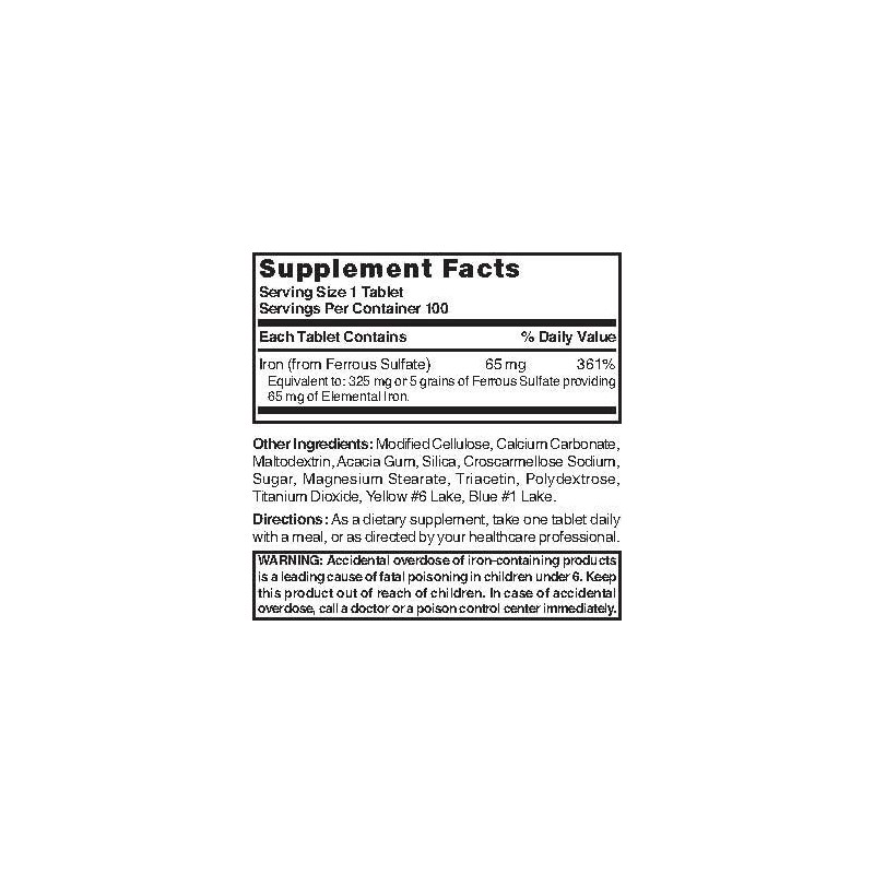 Nature's Blend Ferrous Sulfate 325 mg Mineral Supplement 100 Tablets