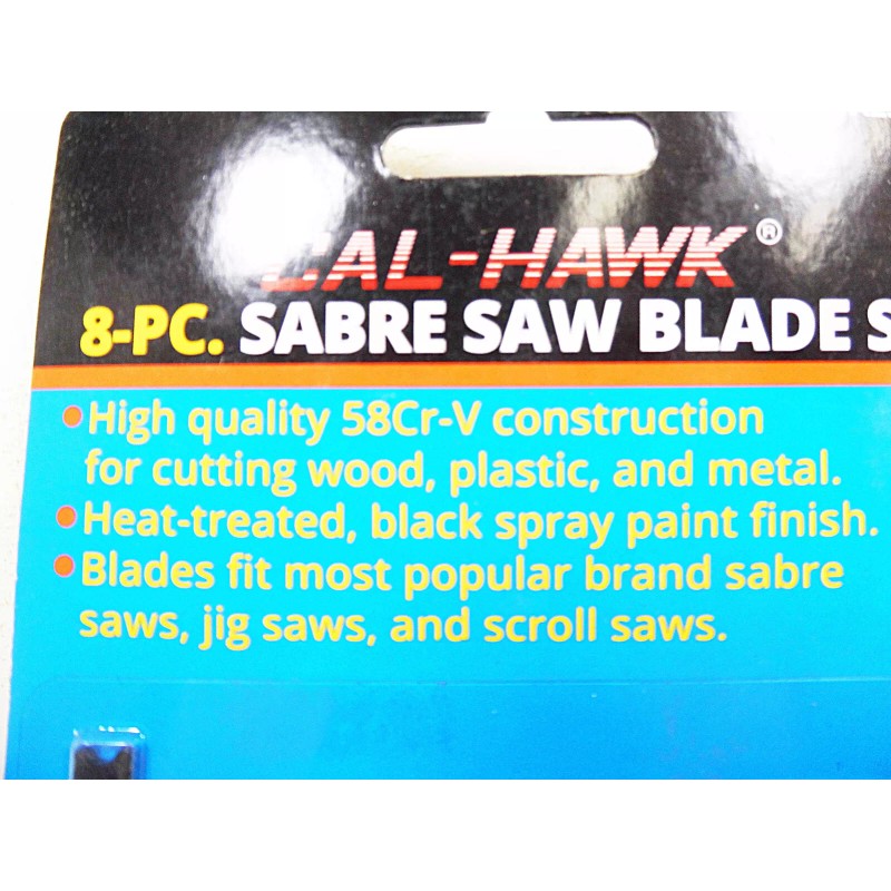 Cal-Hawk Jigsaw Blades Scroll Sabre Saw 8 pc Set for