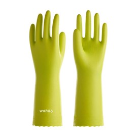 LANON wahoo Skin-Friendly Cleaning Gloves, Dishwashing Kitchen Gloves with Cotton Flocked Liner, Reusable, Non-Slip, Bud Tender, Large