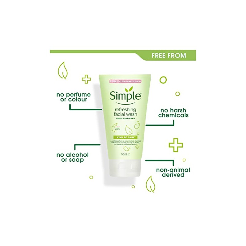 Simple, Gel de Limpieza Facial Refrescante, Piel Sensible 150 ml