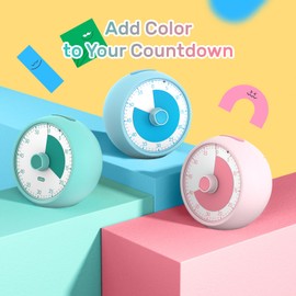 Conchstar Visual Timer for Kids, 60-Minute Countdown Timer for Classroom Office Kitchen, Desk Timer Kids Time Management Tools with Silent Operation, Pomodoro Timer (Blue)