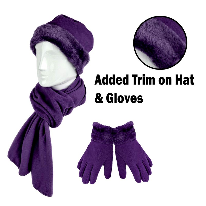 3 Pieces Set Matching Hat, Gloves and Scarf for Woman.