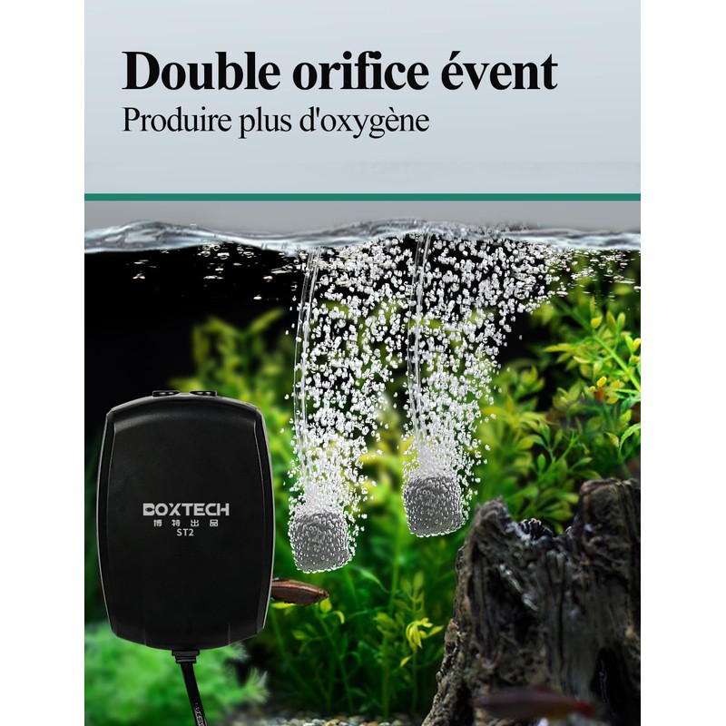 boxtech Aquarium Air Pump (3.5W, Black)