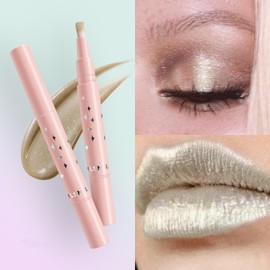 WALULAN 3 Pcs of Fine Shimmer Liquid Metallic Eye Shadow, Suitable Brightening Highlight The Eyes and Lips Shimmery Eyeshadow for Dark Skin Tones