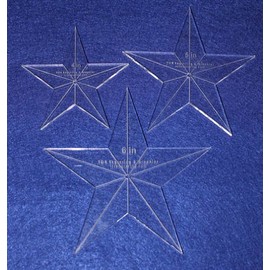 Star Template 3 Piece Set. 4,5,6 Inches - Clear 1/4 Inch Thick Includes Guidelines and Center Hole