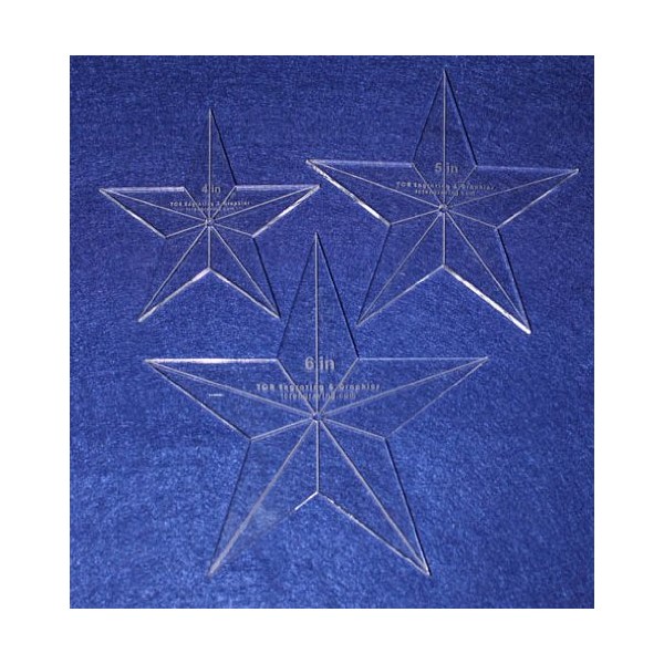 Star Template 3 Piece Set. 4,5,6 Inches - Clear 1/4
