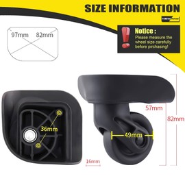Tobeso-Nuoze Pack of 2 Suitcase Wheels Replacement Wheels for Suitcase Repair 360° Rotating Case Replacement Wheels with 2 Mounting Holes L237
