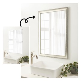 Amanti Art Bathroom Mirror Makeover Frame Border Kit - Fits a 16x24 inch Mirror - Mirror NOT Included - Flair Silver Patina Trim from WI, USA