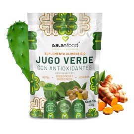 Jugo Verde Detox con Probiticos y Antioxidantes Sabor Natural con Nopal y Jengibre Apoya Digestin e Inmunidad Energizante y 100 Natural de Balanfood  
