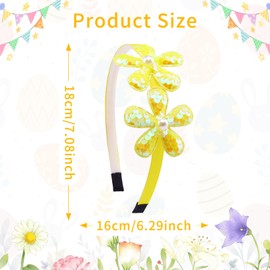 Xepeelo Yellow Flower Headband,Spring Summer Hairband for Women,Yellow Glitter Floral Hair Hoop,Non-Slip Headpiece Girl Hair Accessories for Birthday,Spring Tour (04, Large)
