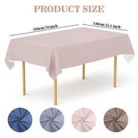 YEAHSEA Rectangle PVC Table Cloth 200x140cm,Waterproof Table Cover Protector Wipe Clean Table Cover for Kitchen Party Outdoor Indoor,Beige
