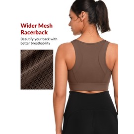 Yvette Front Closure Sports Bras for Women High Support Large Bust Supportive Sports Bra High Impact for Running,Coffee,S+