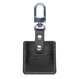 musegear Schlüsselfinder mit Bluetooth App aus Deutschland in schwarzer Leder-Tasche I Finder weiß I Für iOS & Android I Schlüssel Finden