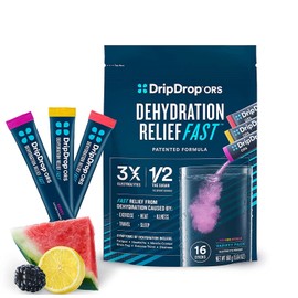 DripDrop ORS Electrolyte Varillas de hidratación en polvo, sandía, baya, sabor a limón variedad en una práctica bolsa