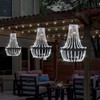 Hanging Solar Lantern Outdoor, 28” Modern Clear Crystal Acrylic Chandelier