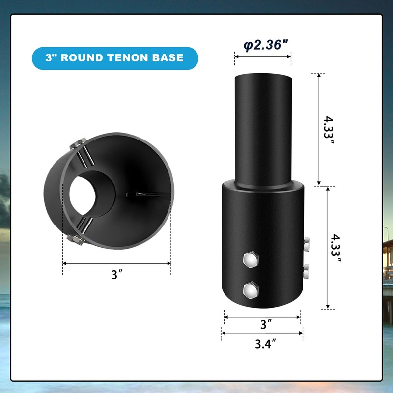 Koiyingnote 3 Inch Round Pole Tenon Adapter for Light Pole,