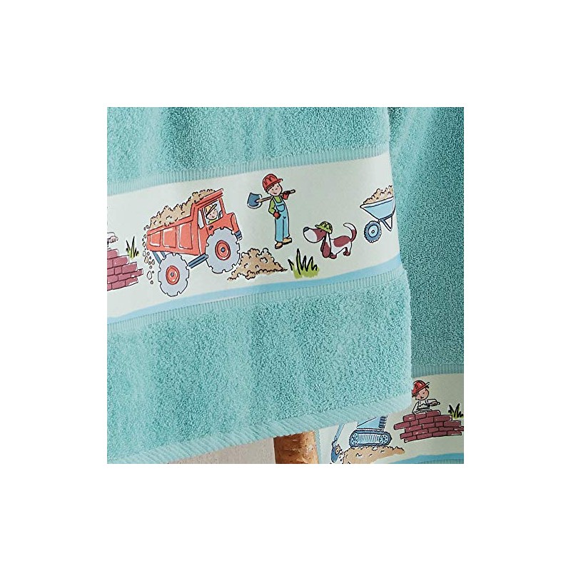 Erwin Müller Walk-Frottier Children's Bath Towel with Construction Site Border