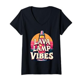 Womens Lava Lamp Retro Aesthetic Psychedelic Groovy Vibes V-Neck T-Shirt