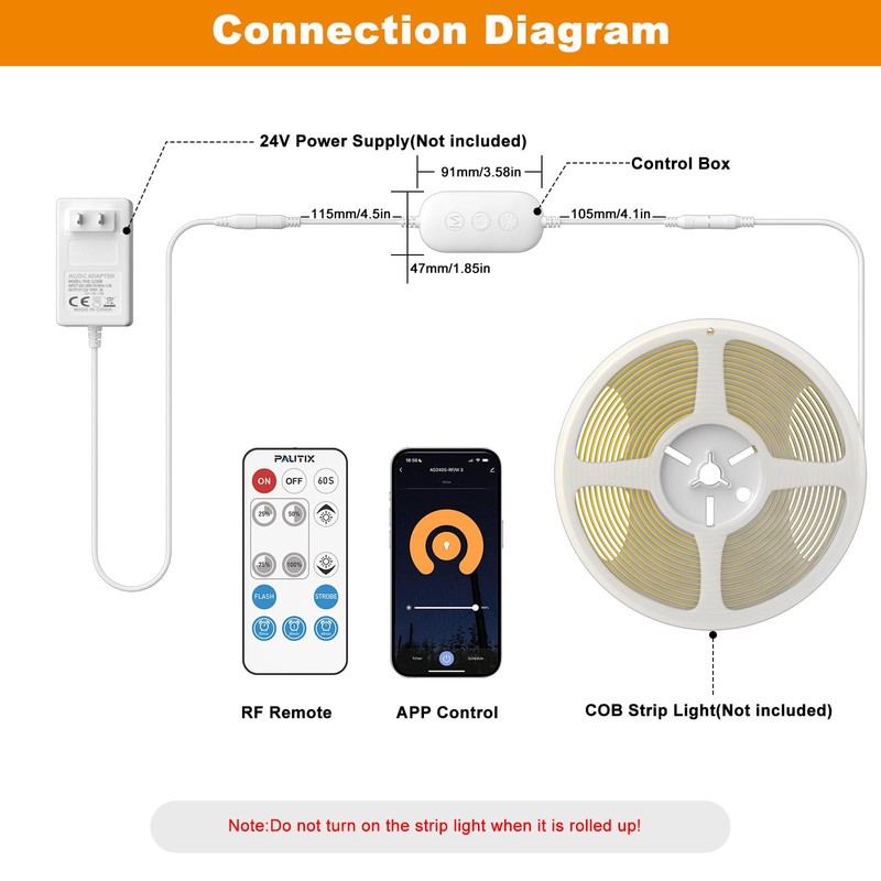 PAUTIX WiFi/Bluetooth LED Controller for LED Strip Light 12-24 V,