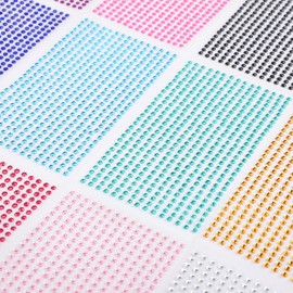 Gartful 3mm Gem Stickers, 5400PCS Rhinestone Stickers for Crafts, 12 Embellishment Rhinestone Sheets Self Adhesive Jewel Crystal Gem Stickers for Scrapbooking, Nail, Makeup, Festival