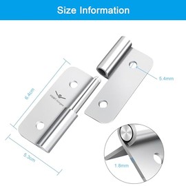HSMT-Bisagras elevadoras de 2.5 pulgadas, bisagra de bandera pequeña de acero inoxidable 304, extraíble para puertas de metal de madera, puertas de gabinetes, cajas de metal y más (zurdos, 4 piezas)