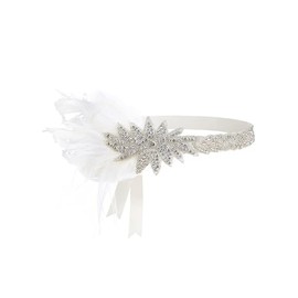 Flapper Headband Roaring 20s Headpieces Elegant Tea Flapper Accessories for Women Inspired By Great Gatsby 1920s Accessories Headbands Fascinators for Women C32-White