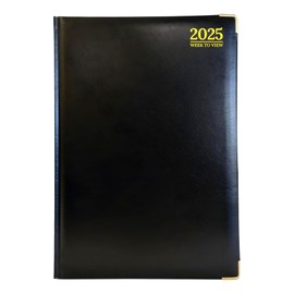 G4GADGET A4 Week To View 2025 | Hardback Cover | Weekly Planner with Note Sections | Professional and Durable (Black)