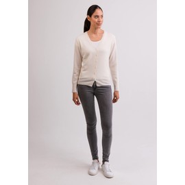 CASH-MERE.CH 100% Cashmere Women's V-Neck Cardigan V-Neck 2-Ply, White