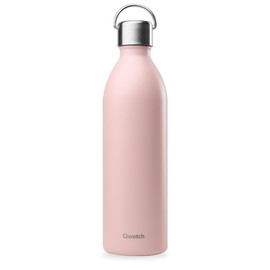 Qwetch - Drinking Bottle 1 L Stainless Steel Pastel Pink Active - Thermos Flask Made from 90% Recycled Stainless Steel - 24 Hours Cold & 12 Hours Hot - Insulated Flask, Leak-Proof, BPA-Free and