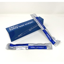 Disposable Safety Scalpels Sterile Surgical Blade Size 10 Stainless Steel with Plastic Handle & Metric Line Individually Foil Wrapped (Box of 10)