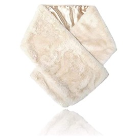 Zehope Women's 1920s Bride Wedding Faux Fur Shawls and Wraps Winter Outside Bridal Fur Scarfs and Stoles with Brooch for Women and Bridesmaids (Ivory)