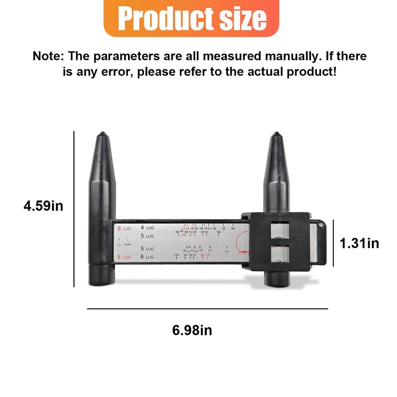 UHANBUT Car Wheel Rim Bolt Pattern Measuring Tool, 4 5