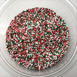 Christmas Jingle Mix Nonpareils red green white Topping Sprinkles 8 ounces