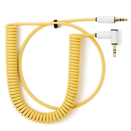 MyVolts Candycord OP-1 / OP-Z Special audio cable, straight mini jack to angled mini jack, curly 65cm to 90cm, Pineapple Yellow colour