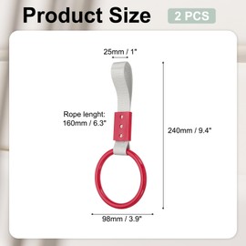 PATIKIL 2Pcs Circle Shaped Car Handle Straps, Car Hanging Accessories Bumper Warning Ring Drift Charm for Auto Bus Decor Interior Exterior Decoration, Red