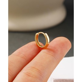 Jewseen 14K Gold Huggie Earrings Tiny Hoop Earrings 20G Lightweight Hoop Earrings Small Endless Hinged Hoops for Earlobe 6-10mm Cartilage Septum Helix Nose Earrings for Women Men