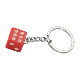 Komonee Red Dice Key Chain Novelty Keyring Casino Playing Game Keychain Fun Car 6 Sided Die Lucky Charm Key Ring For Men and Women (Pack of 3)