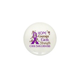 CafePress Hope Courage Faith Sarcoidosis Shirts 1" Round Mini Button