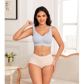 VIISHOW Sujetador cómodo y sin Costuras con diseño de Espalda en U y Soporte Perfecto para Uso Diario en Tallas Grandes, Gris, XL