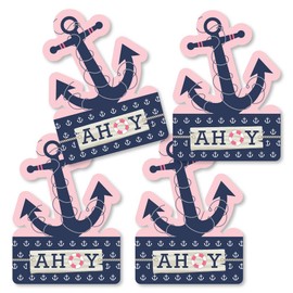Big Dot of Happiness Ahoy - Nautical Girl Anchor Shaped Decorations DIY Baby Shower or Birthday Party Essentials Set 20