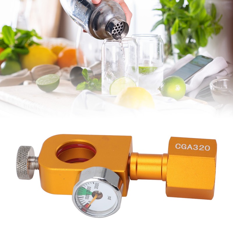 CGA320 CO2 Refilling Adapter with Pressure Gauge Soda Refill Quick
