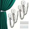 Crystal Ball Curtain Tie Backs Silver Metal Wall Mounted Holders