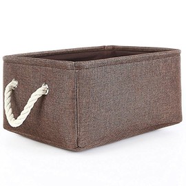 TheWarmHome Storage Basket Fabric Storage Bin Shelf Basket Dog Toy Storage Basket Baby Storage Basket Canvas Storage Basket for Home, Shelf, Closet(Brown, 13.8LÃ9.8WÃ6.7H)