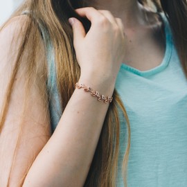 Philip Jones Rose Gold Plated Leaf Bracelet Created with Crystals from Zircondia®