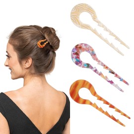 Pack of 3 U Shaped Hair Fork Hairpin, Hairpin, French Hairpin, U-shaped Hair Clips, French Hair Pin, Updo Hairstyles Accessories for Women Girls (C)