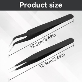 2-Piece Precision Tweezers Esd Tweezers Set Electronic Soldering Accessories Eyelash Tweezers Pointed Stainless Steel Acssart for Fine Antistatic Tweezers Craft Curved Tweezers Tweezers Curved Coin