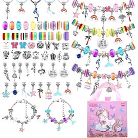 Kit para Hacer Pulseras para Niñas – 115 Piezas DIY, Set de Manualidades Creativas kit para hacer pulseras Regalo Perfecto para Niñas kit de pulseras para niña Caja con Encantos Personalizables (Rosa)